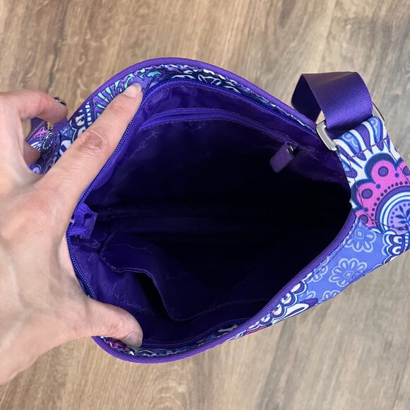 Vera Bradley Lighten Up Slim Crossbody Lilac Tapestry Purple Paisley - Picture 4 of 10
